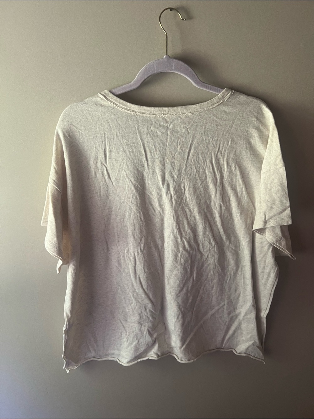 aerie Cream V-Neck Relaxed Short Sleeve Tee - Picture 3 of 4